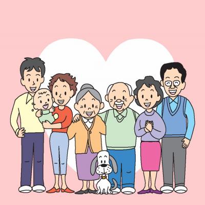 家族が並ぶイラスト