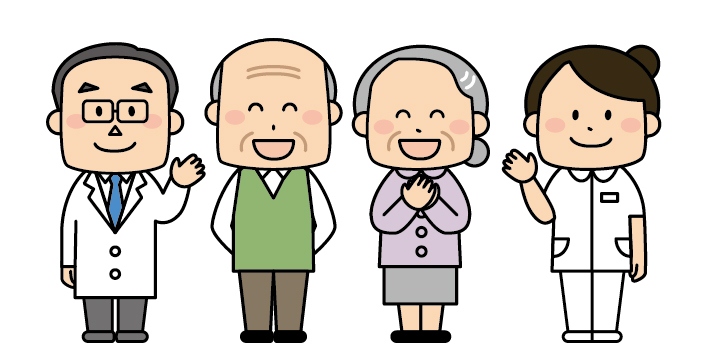 高齢者と医者・看護師のイラスト