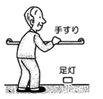 手すり、足灯イラスト