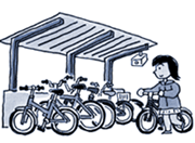 自転車を駐輪場にとめるイラスト