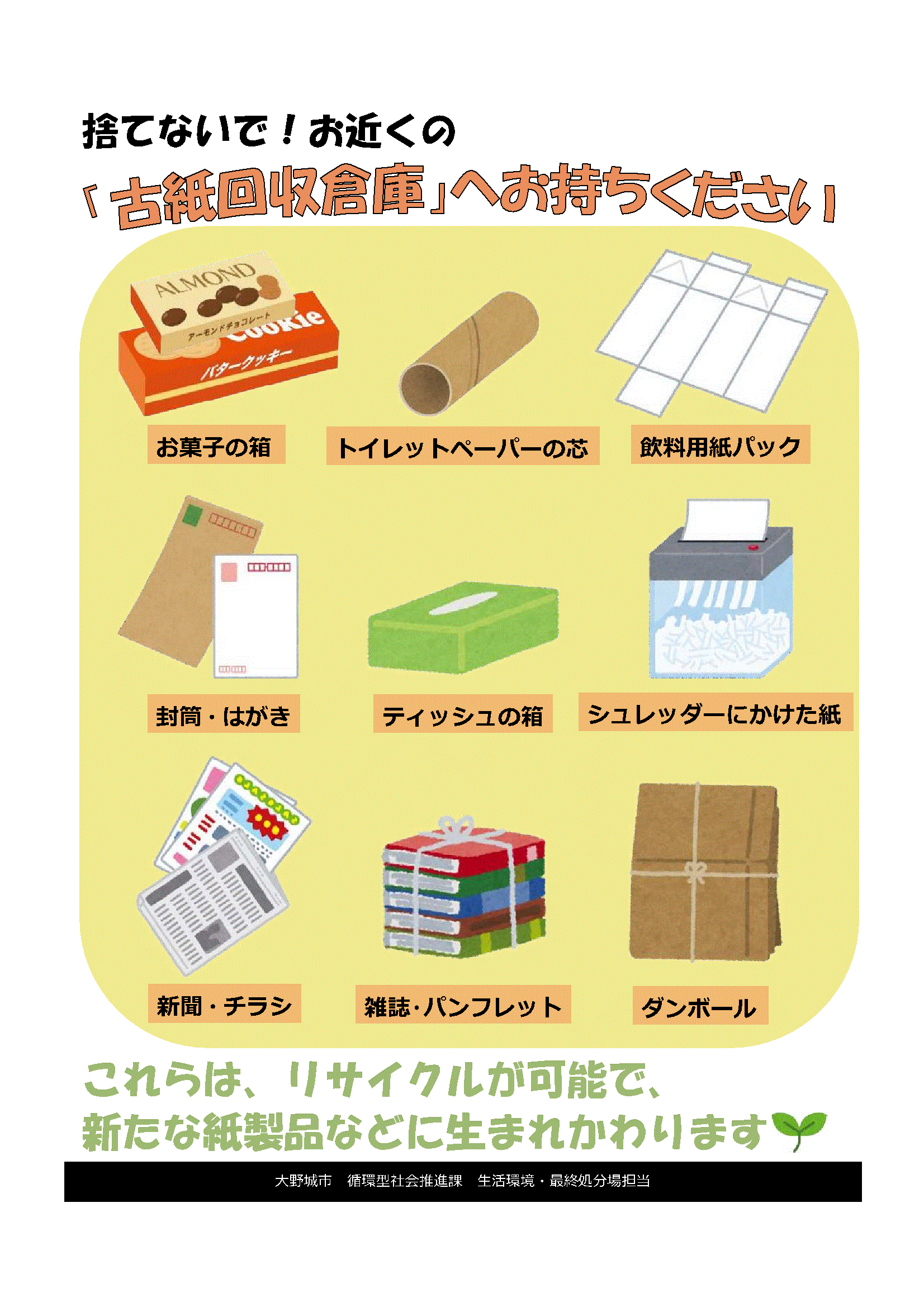 古紙リサイクル啓発チラシ