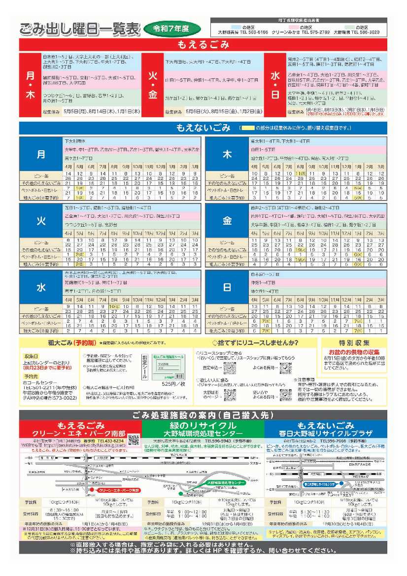令和7年度版ごみの正しい出し方（裏）
