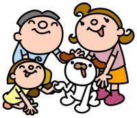 犬と家族のイラスト