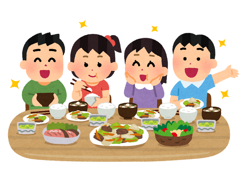 子どもが食事しているイラスト