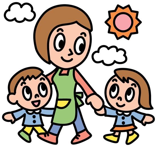 園児と保育士のイラスト